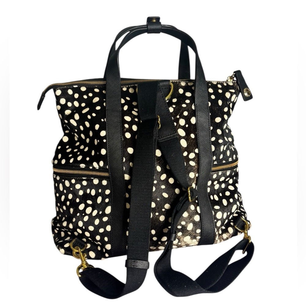 henri bendel Black and White Polka Dot Backpack Tote with Gold Hardware - Picture 7 of 16